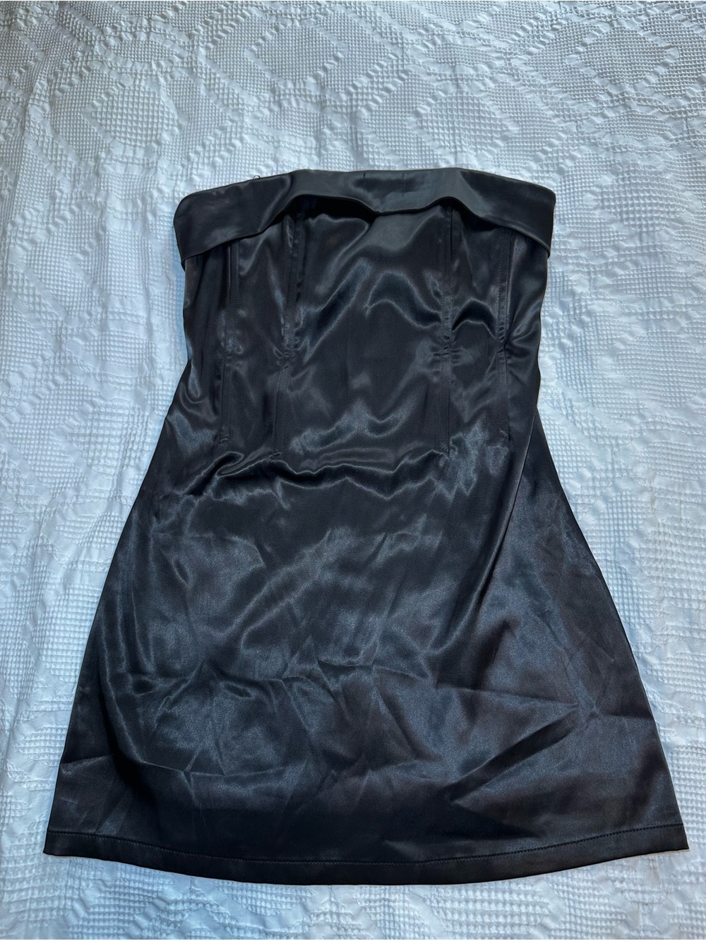 Sky to moon See You There Black Satin Strapless Mini Dress